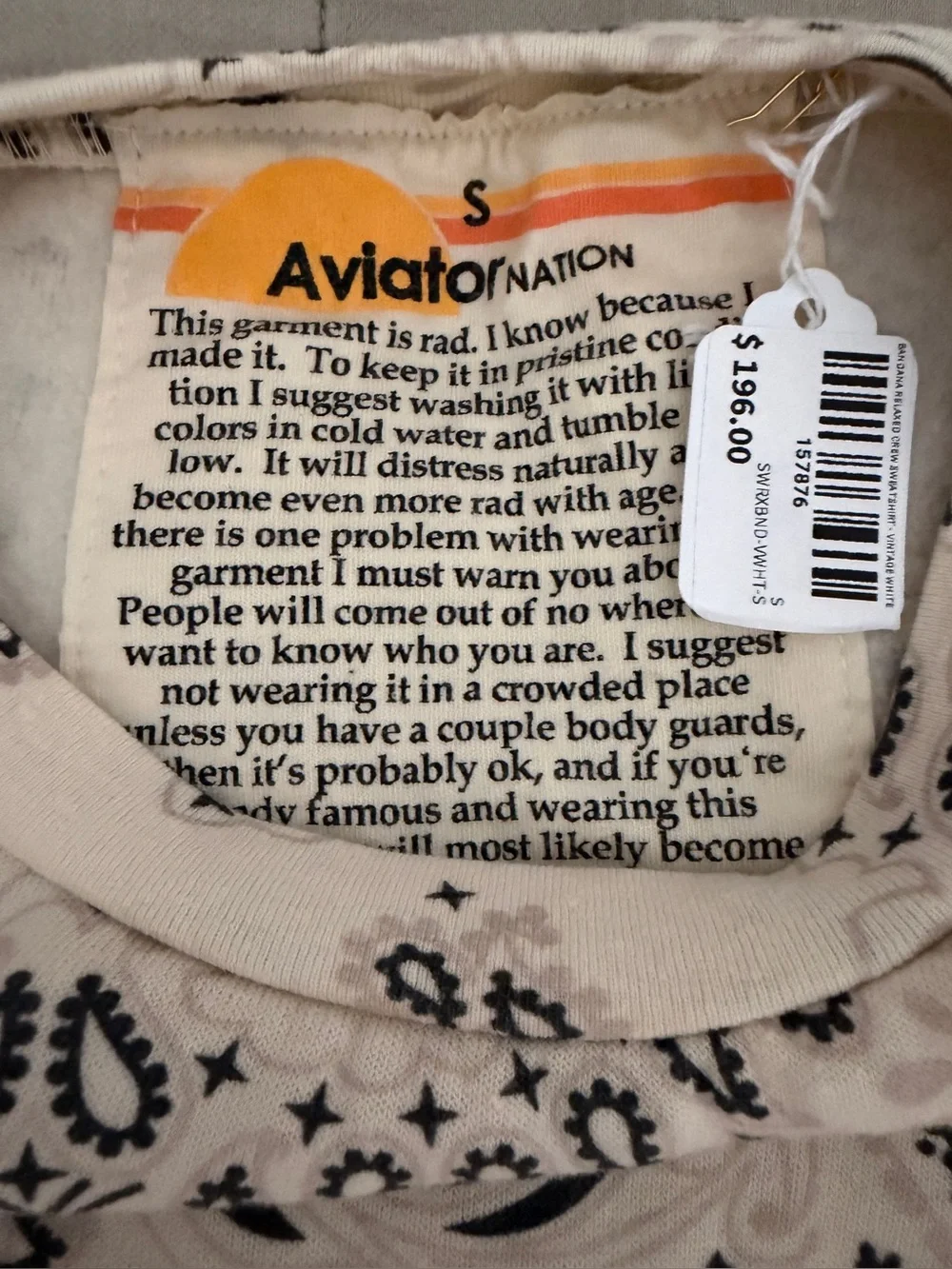 Aviator Nation Bandana Relaxed Fit Crew Sweatshirt Brand New! SOLD OUT! Small - Picture 2 of 5